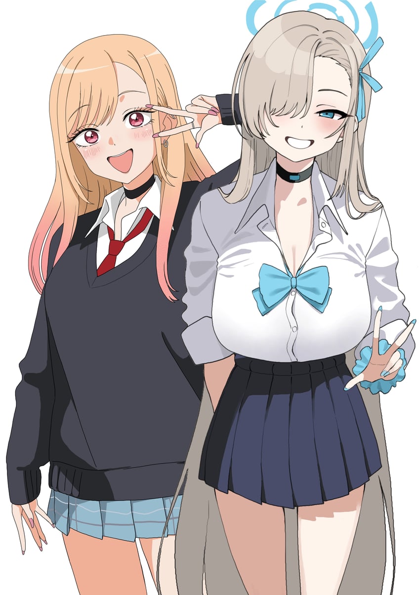 asuna and kitagawa marin (blue archive and 1 more) drawn by ushimochi