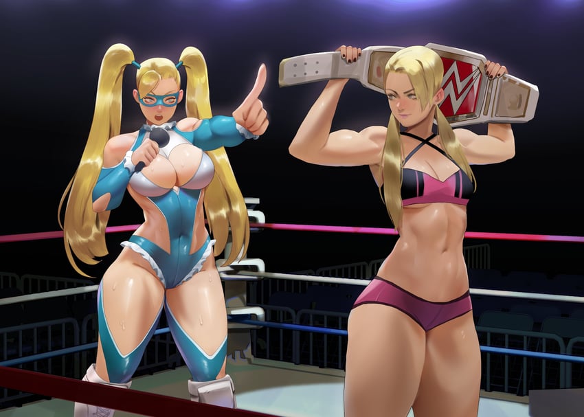 rainbow mika and alexa bliss (street fighter and 2 more) drawn by leoquezadilla