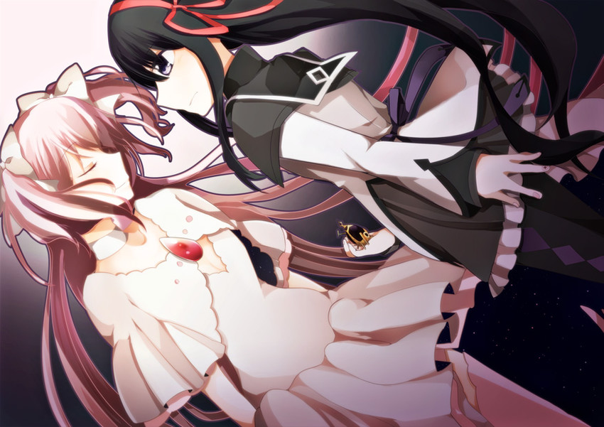 akemi homura, kaname madoka, and ultimate madoka (mahou shoujo madoka magica) drawn by sakurase_gumi