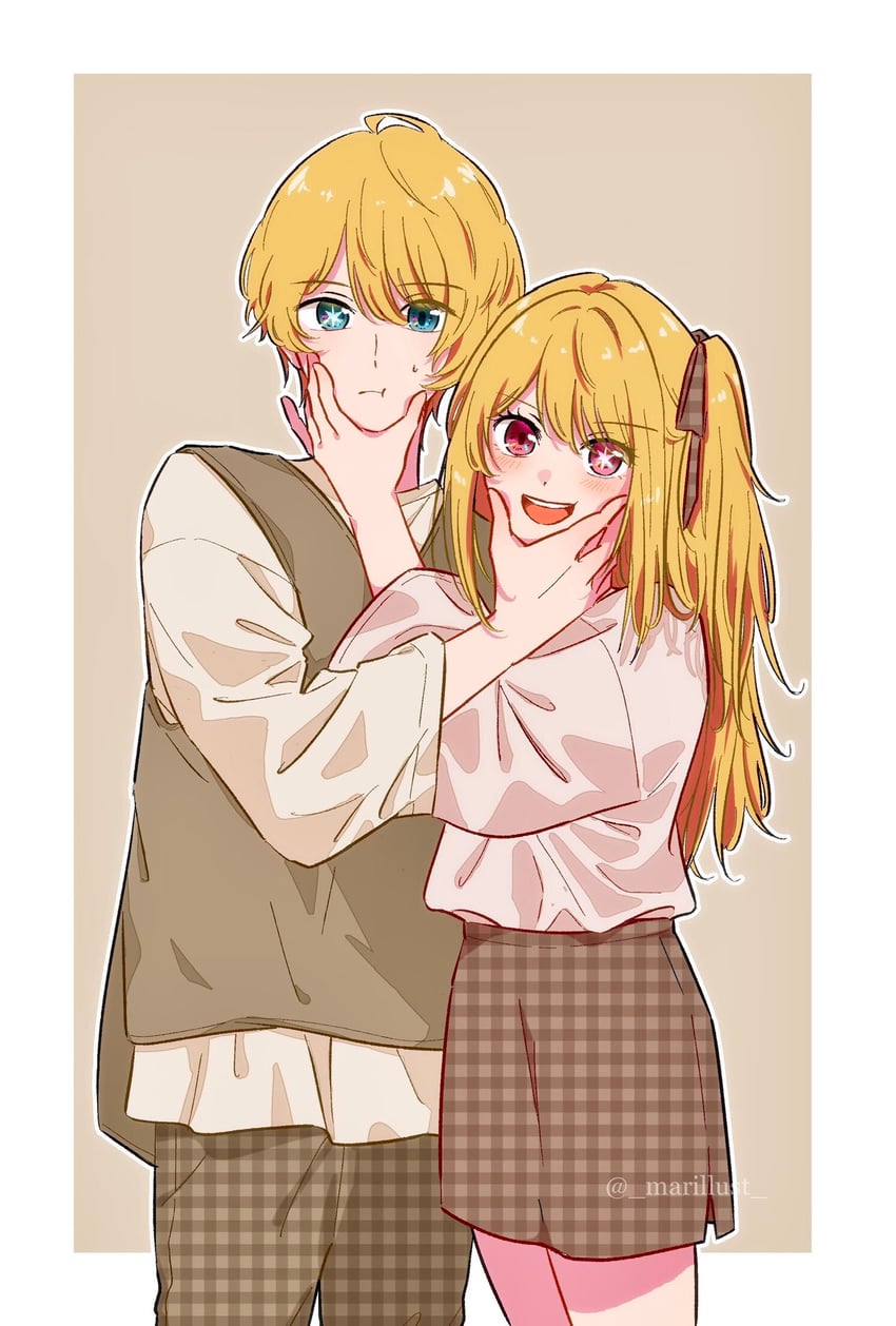 hoshino ruby and hoshino aquamarine (oshi no ko) drawn by marillust