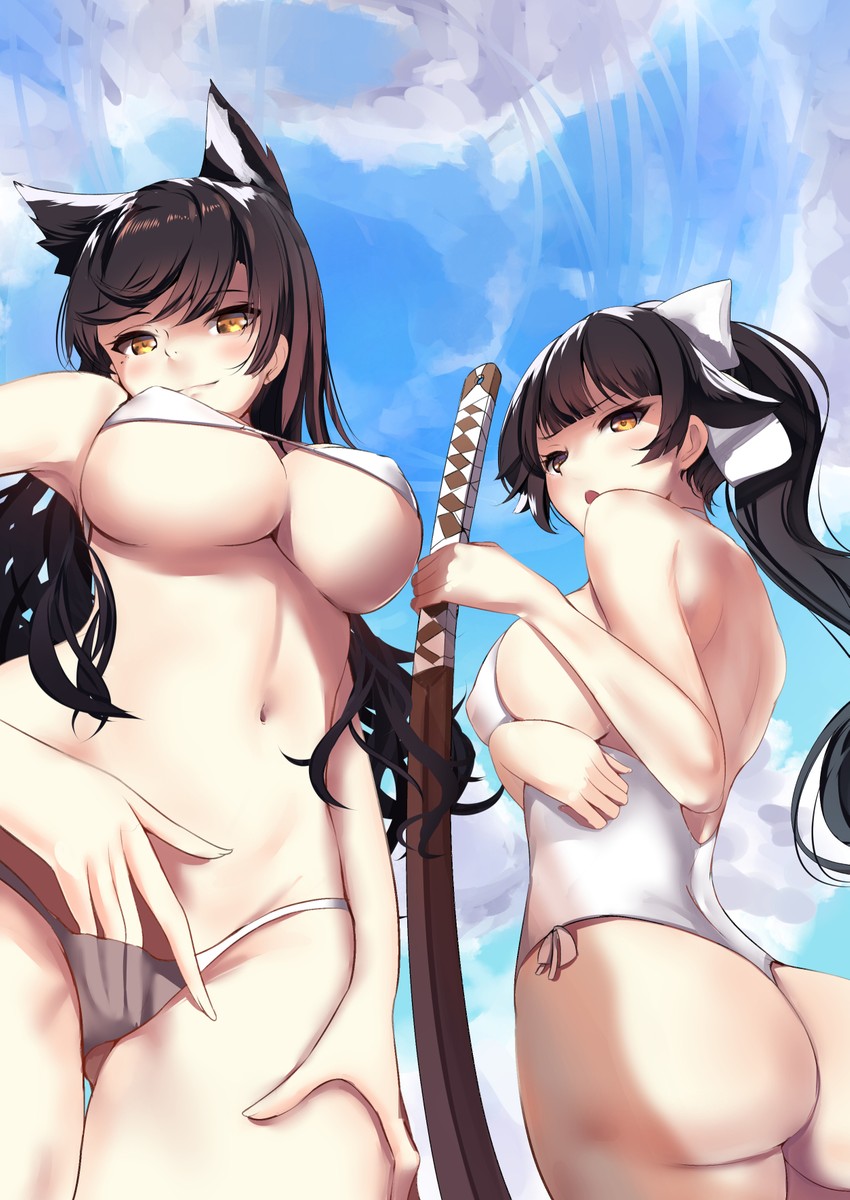 atago and takao (azur lane) drawn by schreibe_shura