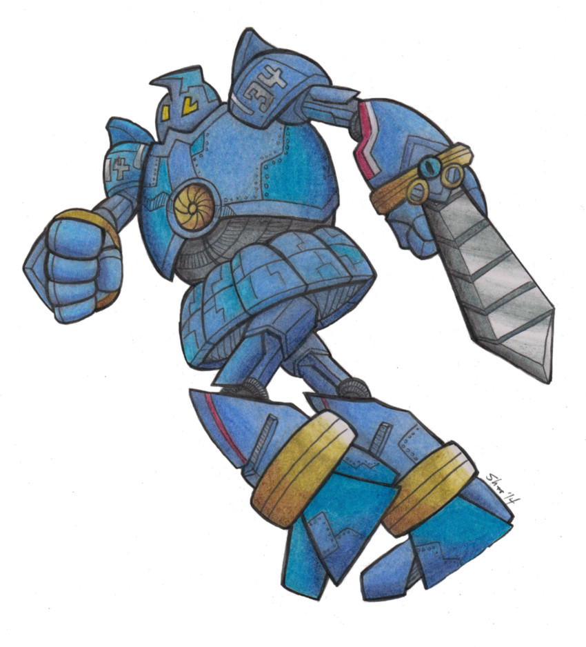 gipsy danger, golurk, and honedge (pokemon and 1 more) drawn by artofsjc