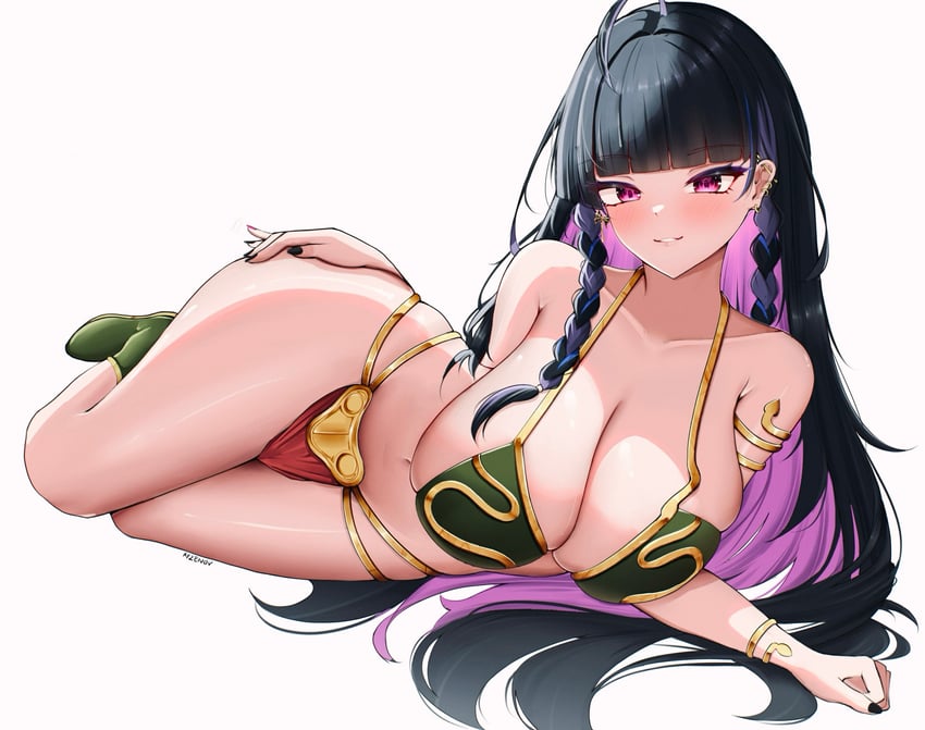 princess leia, meloco kyoran, and huttslayer leia (nijisanji and 3 more) drawn by ryze_(7544)