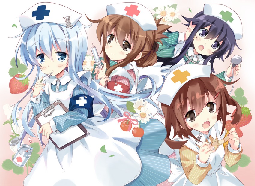 hibiki, inazuma, ikazuchi, and akatsuki (kantai collection) drawn by hizuki_yayoi