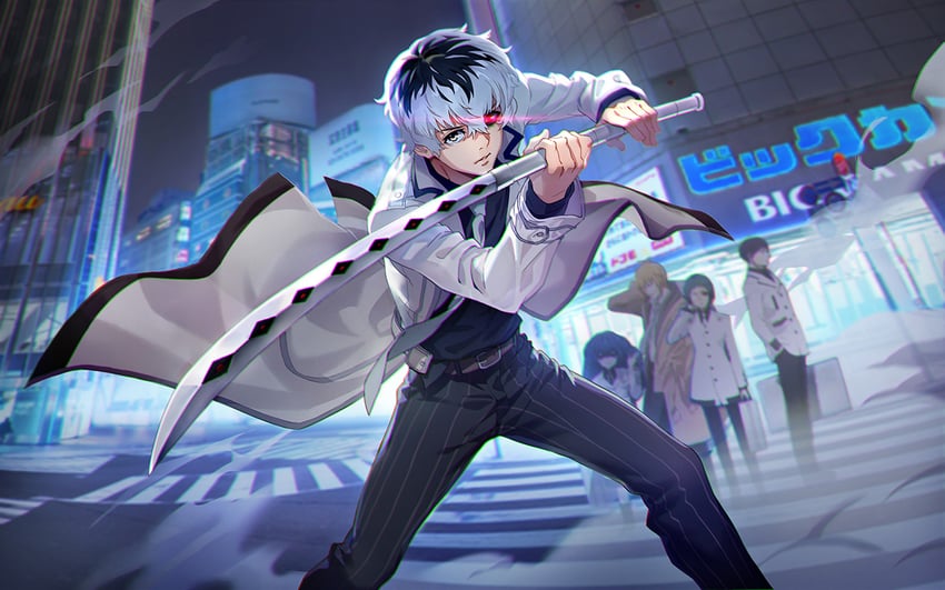 sasaki haise, mutsuki tooru, yonebayashi saiko, urie kuki, and shirazu ginshi (tokyo ghoul and 2 more)