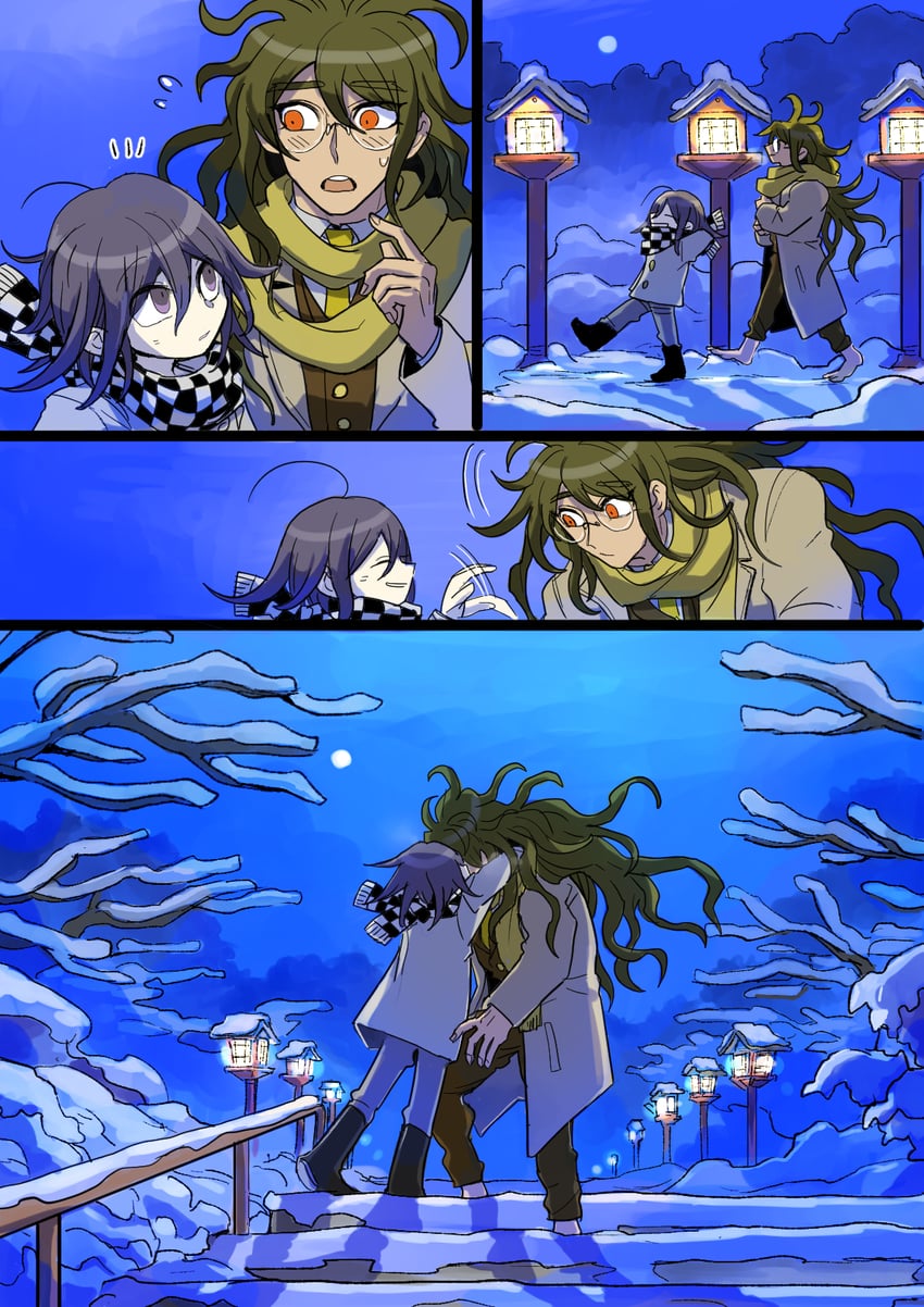 oma kokichi and gokuhara gonta (danganronpa and 1 more) drawn by kumakoro_(tetsupag)