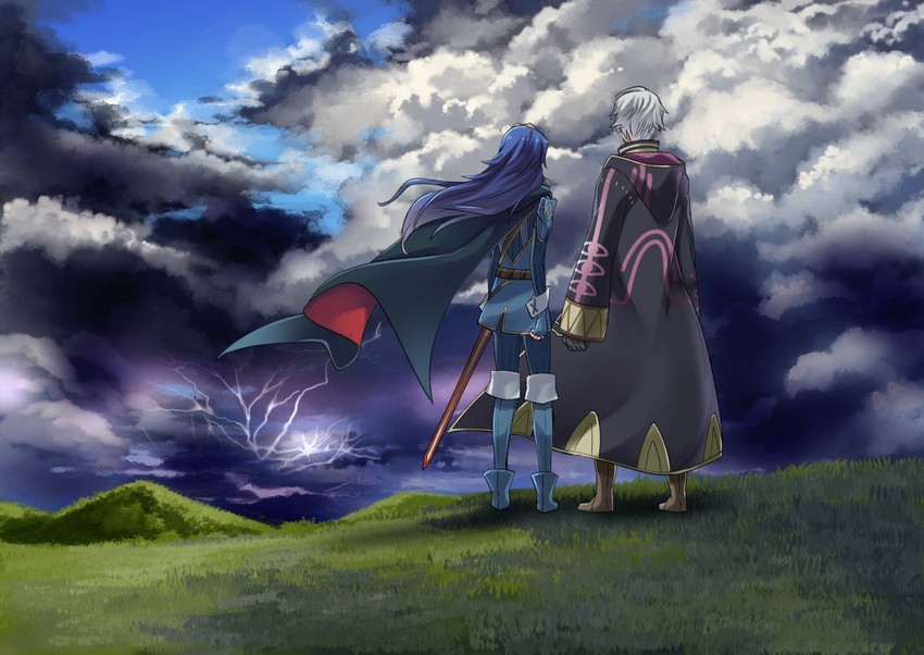 lucina and male robin (fire emblem and 1 more) drawn by ameno_(a_meno0)