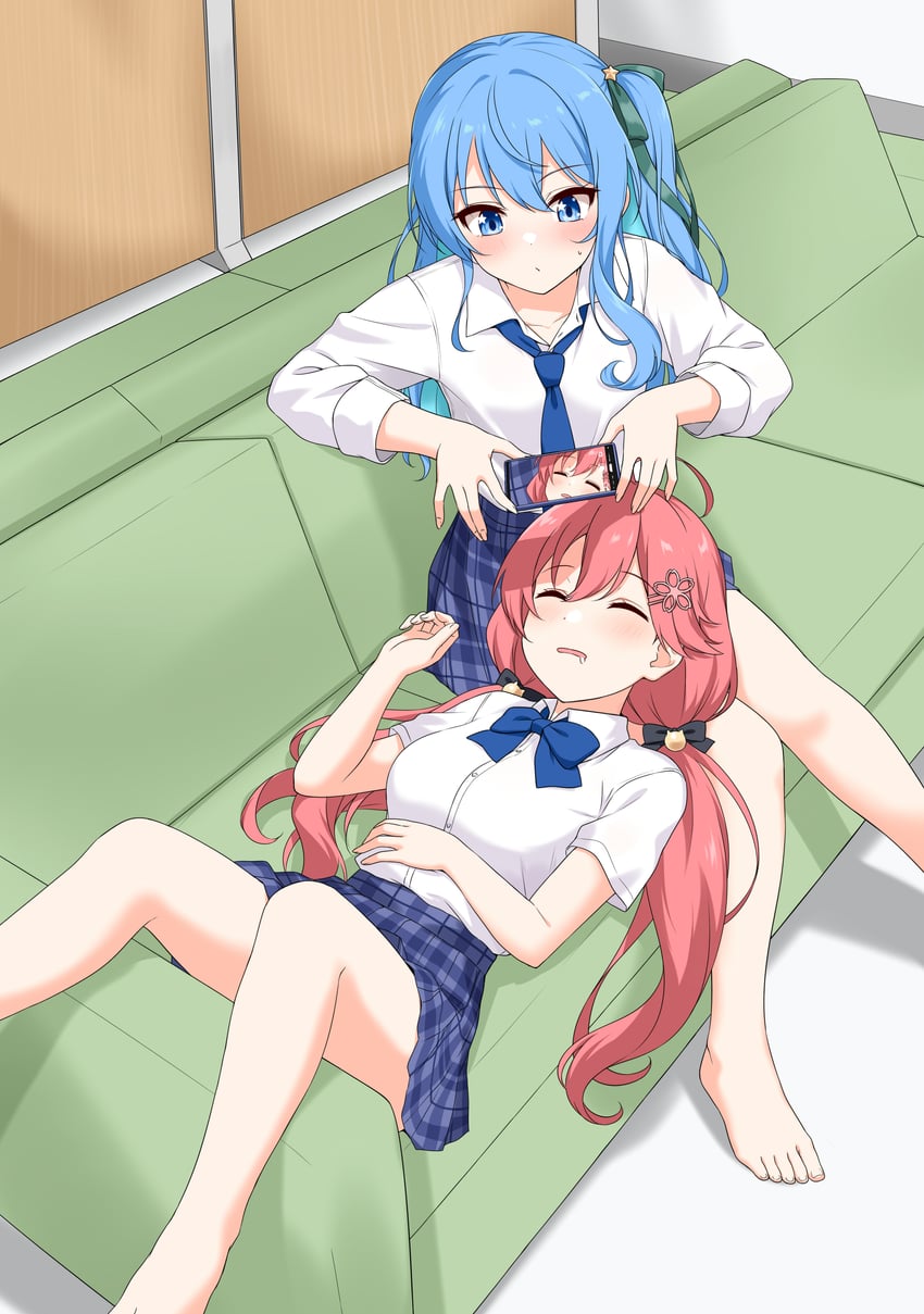 hoshimachi suisei and sakura miko (hololive and 1 more) drawn by felutiahime