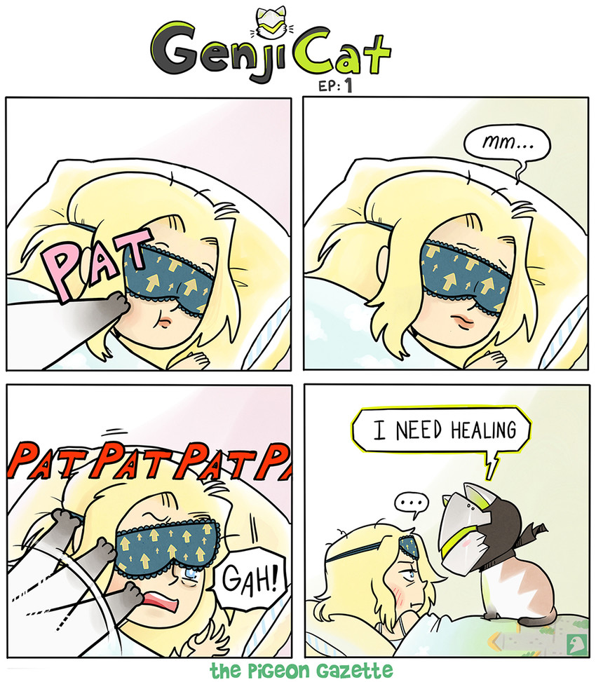 mercy and genji (overwatch and 1 more) drawn by pigeoneer_jane