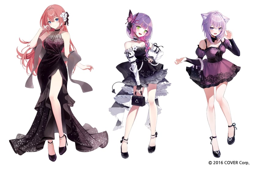 nekomata okayu, tokoyami towa, and takane lui (hololive) drawn by eumi_114