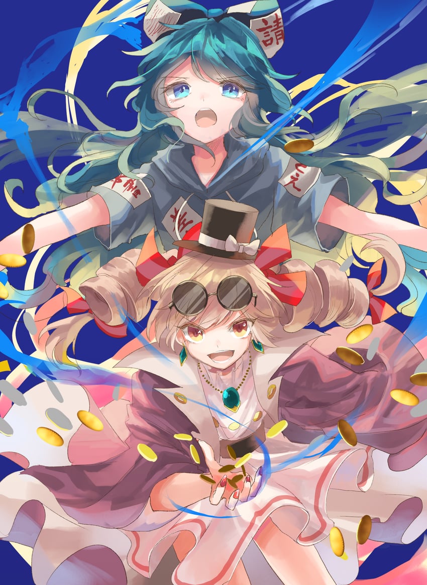 yorigami shion and yorigami jo'on (touhou) drawn by rakulog