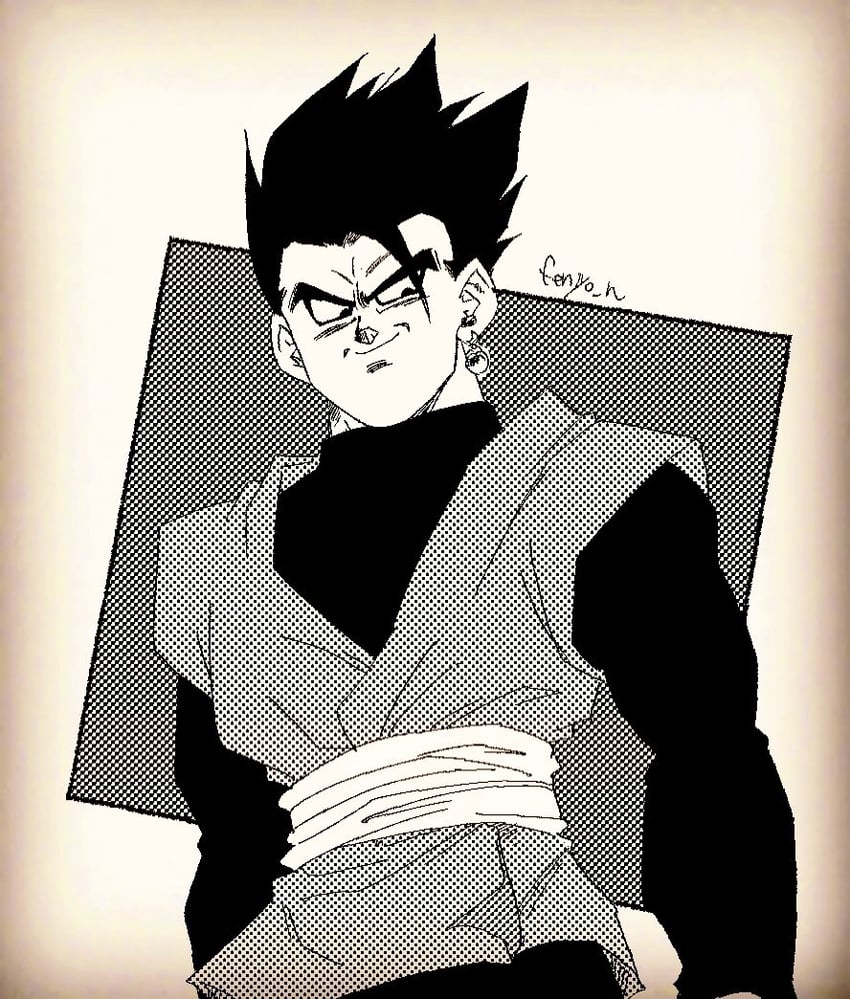 son gohan, goku black, and gohan black (dragon ball and 1 more) drawn by fenyon