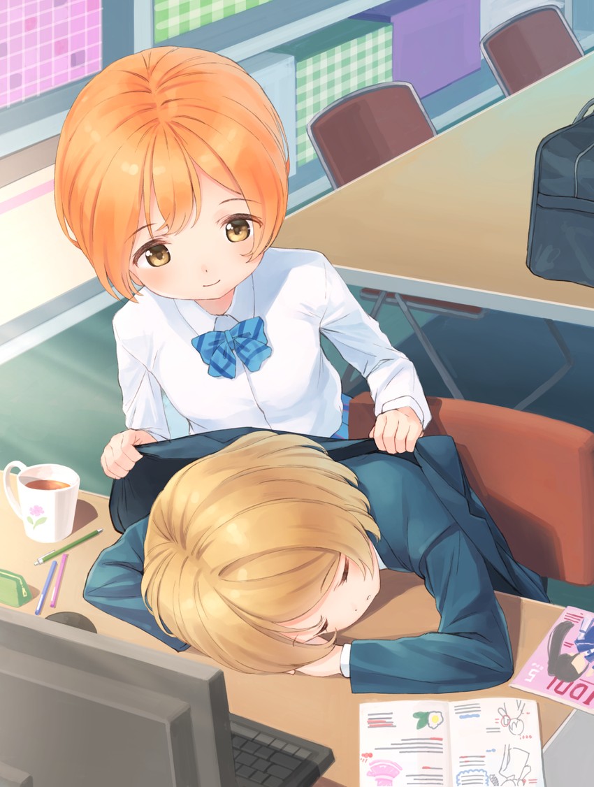 hoshizora rin and koizumi hanayo (love live! and 1 more) drawn by eichisu
