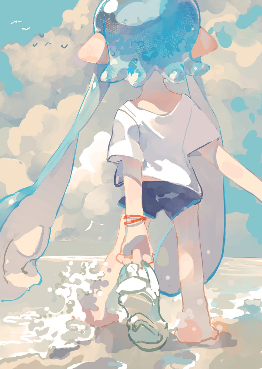 inkling player character and inkling girl (splatoon) drawn by aspara