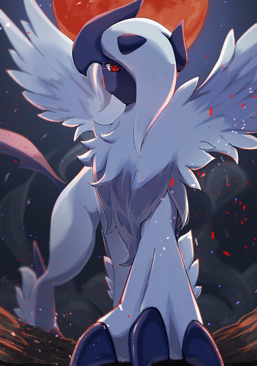 absol and mega absol (pokemon) drawn by oimo_(0o_oimo_)