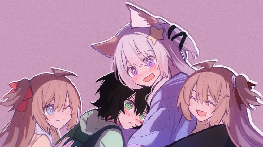neuro-sama, evil neuro-sama, annytf, and vedal987 (indie virtual youtuber and 1 more) drawn by pinkpink939