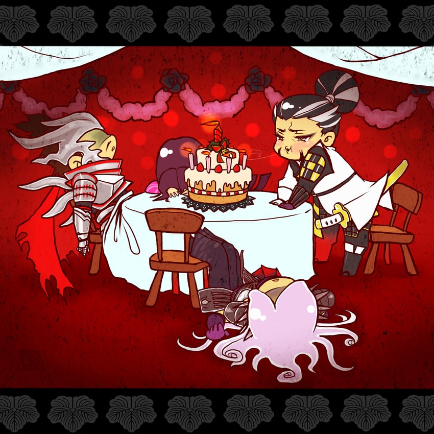 oichi, akechi mitsuhide, oda nobunaga, and matsunaga hisahide (sengoku basara) drawn by mushimegane333