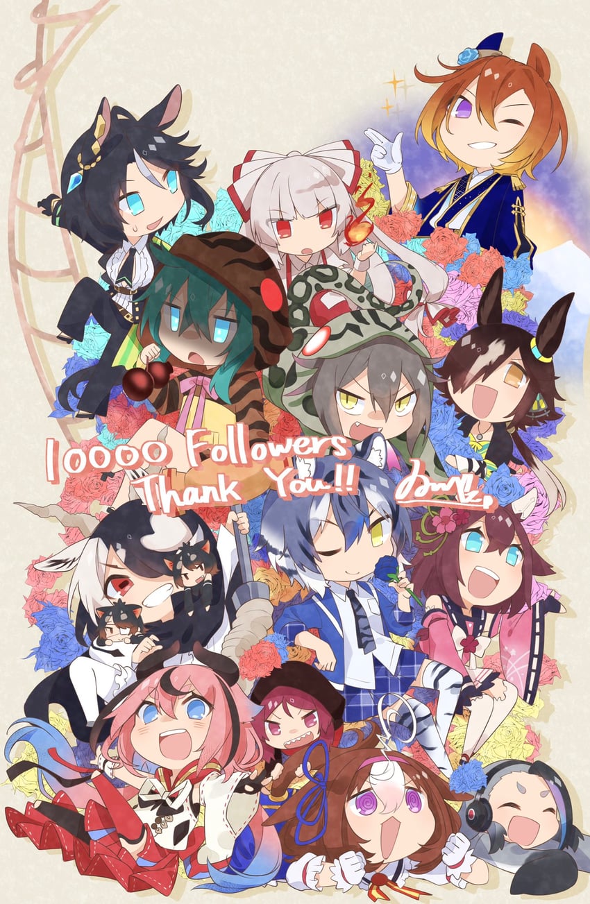 fujiwara no mokou, vodka, meisho doto, fuji kiseki, sakura chiyono o, and 10 more (touhou and 4 more) drawn by isobee