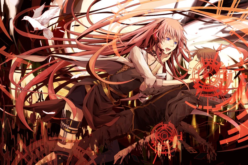 megurine luka (vocaloid and 1 more) drawn by toshiyu_(10shi_yu)
