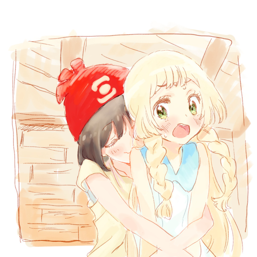 lillie and selene (pokemon and 1 more) drawn by rakudra