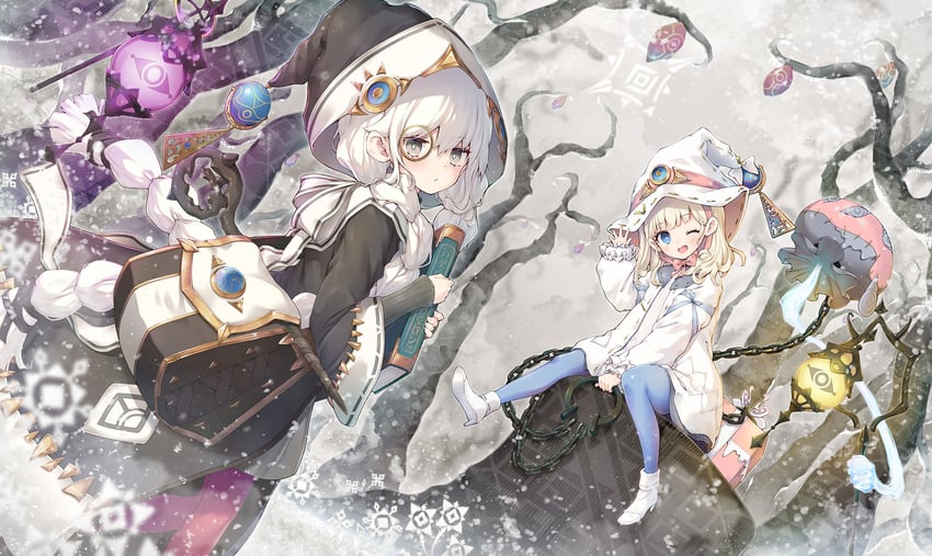 diabellstar the black witch, diabellze the original sinkeeper, astellar of the white forest, and elzette of the white forest (yu-gi-oh!) drawn by nakazawa_aki