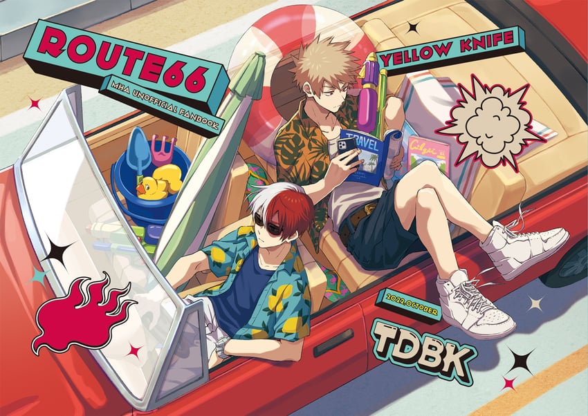 bakugou katsuki and todoroki shoto (boku no hero academia) drawn by akiyama_(noconoco)