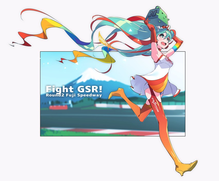 hatsune miku and racing miku (vocaloid and 2 more) drawn by yoneyama_mai