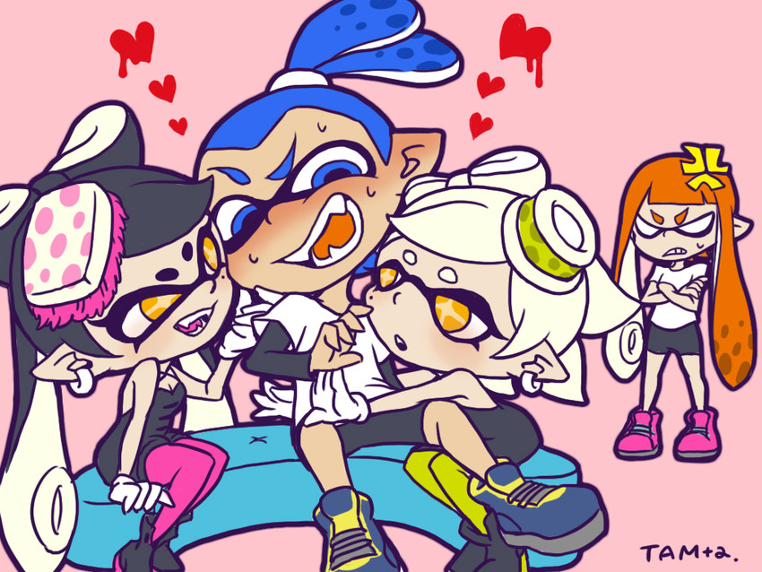 inkling player character, inkling girl, callie, marie, inkling boy, and 2 more (splatoon and 1 more) drawn by tama_2400