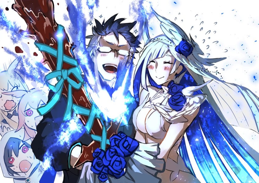 brynhild, valkyrie, sigurd, ortlinde, thrud, and 1 more (fate and 1 more) drawn by kashia