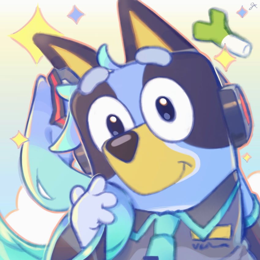 hatsune miku and bluey heeler (vocaloid and 1 more) drawn by mr.gx