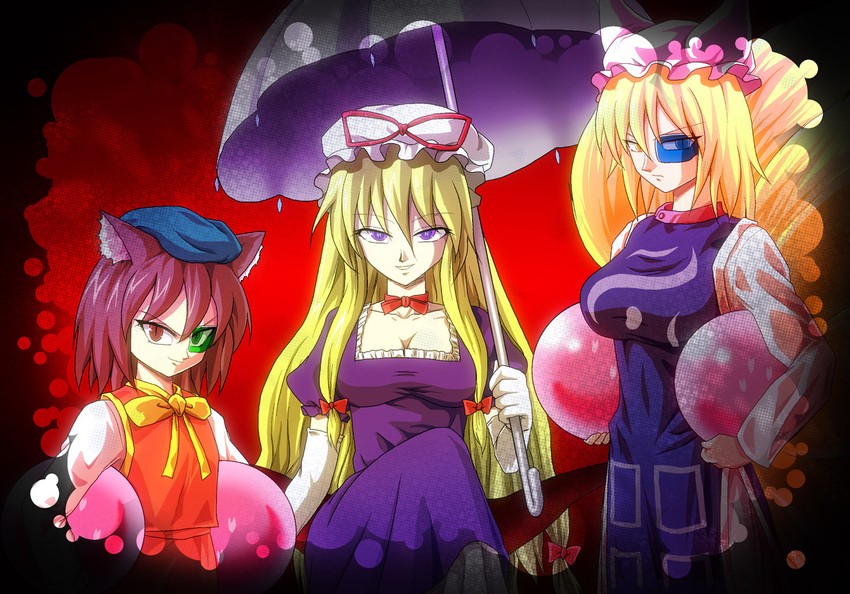 yakumo yukari, yakumo ran, and chen (touhou and 2 more) drawn by kamishima_kanon