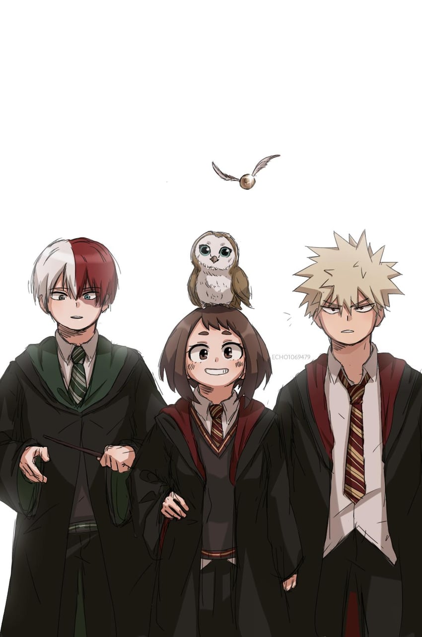 bakugou katsuki, uraraka ochaco, and todoroki shoto (boku no hero academia and 2 more) drawn by echo1069479