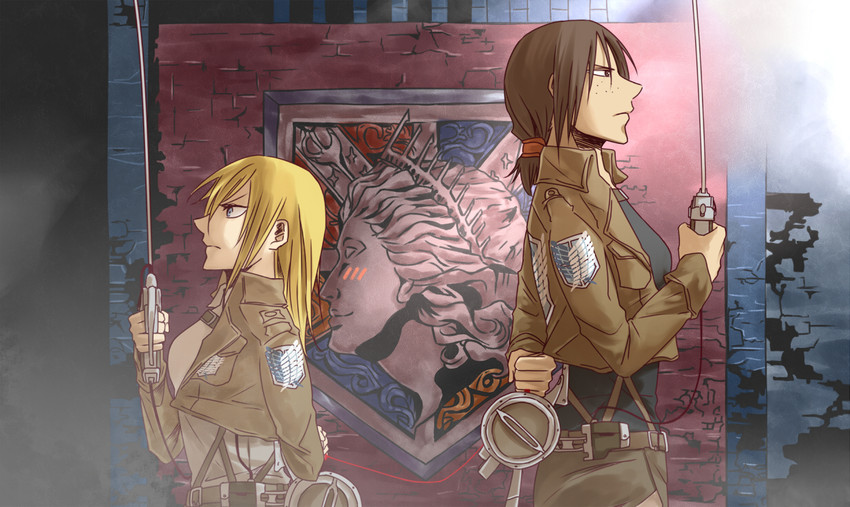 krista lenz and ymir (shingeki no kyojin) drawn by kaichou-sama