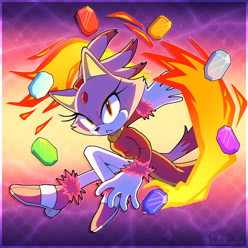 blaze the cat and burning blaze (sonic and 1 more) drawn by boiled_walrus