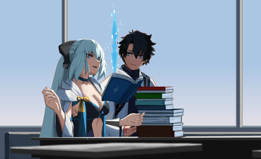 fujimaru ritsuka and morgan le fay (fate and 1 more) drawn by paperpillar
