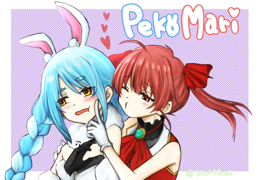 houshou marine, usada pekora, and don-chan (hololive) drawn by kiritoma