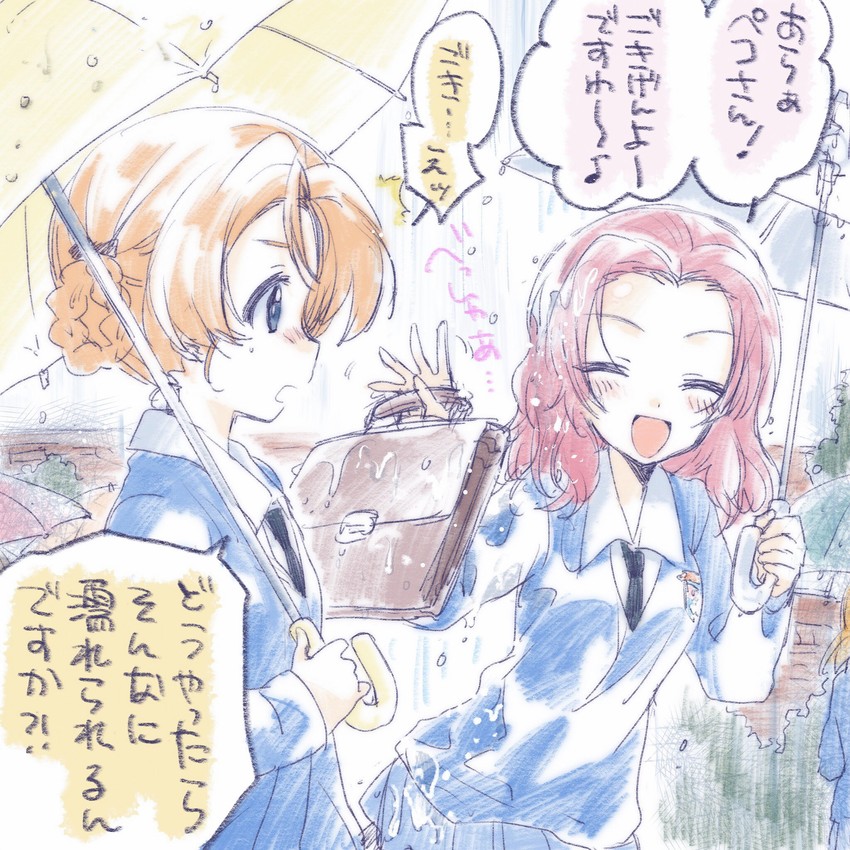 orange pekoe and rosehip (girls und panzer) drawn by kuroi_mimei