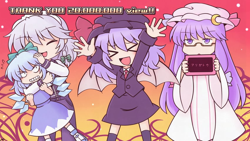 remilia scarlet, izayoi sakuya, cirno, and patchouli knowledge (touhou and 1 more) drawn by 216
