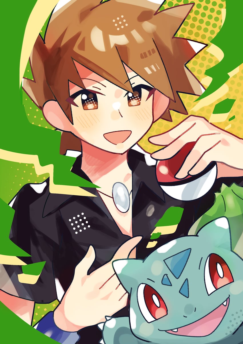 blue oak and bulbasaur (pokemon and 1 more) drawn by anidler91