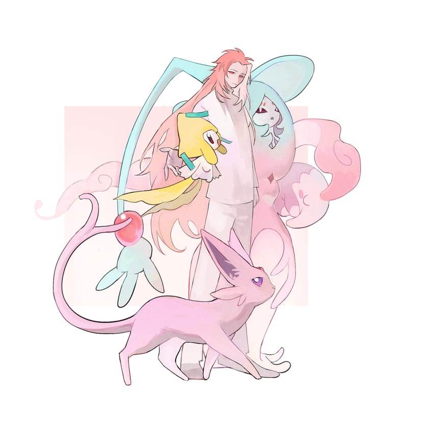 hatsutori hajime, espeon, jirachi, hatterene, and musharna (pokemon and 1 more) drawn by yulei_yuuuuu