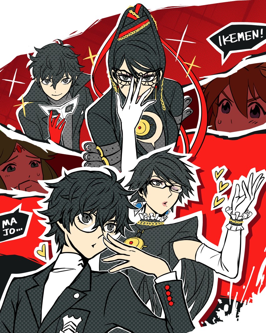 amamiya ren, palutena, pit, bayonetta, and joker (persona and 6 more) drawn by furono_(fuloru)