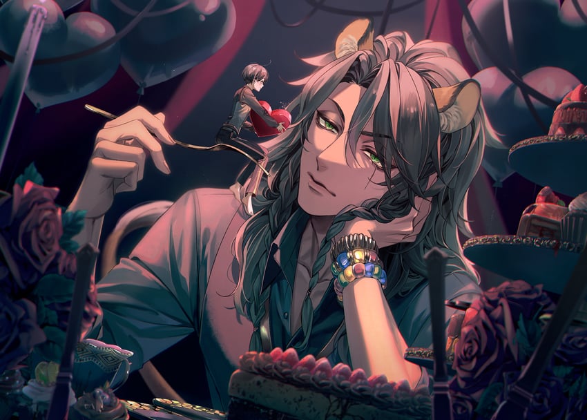 yuu and leona kingscholar (twisted wonderland) drawn by redrabbit44