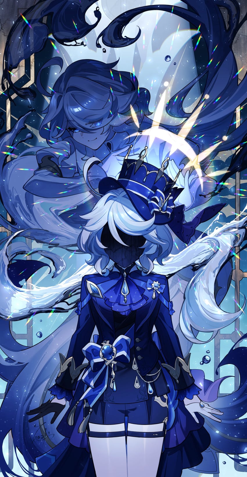 furina and focalors (genshin impact) drawn by hizuki_miya