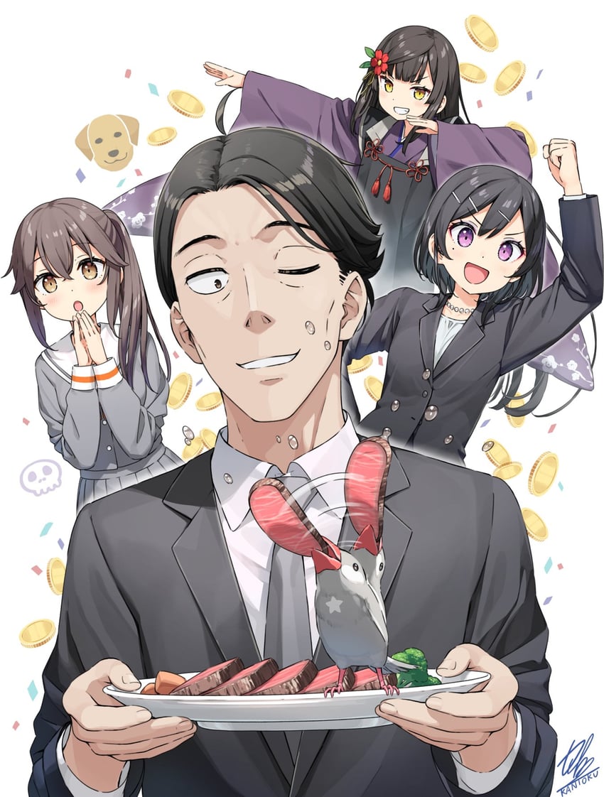 otonari-san, sasaki, futarishizukashi, and hoshizaki (sasaki to p-chan) drawn by kantoku
