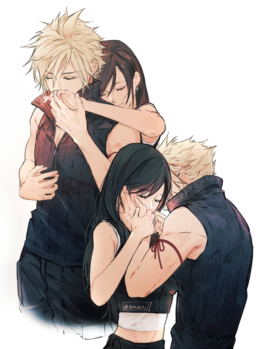 tifa lockhart and cloud strife (final fantasy and 2 more) drawn by maiii_(smaii_i)