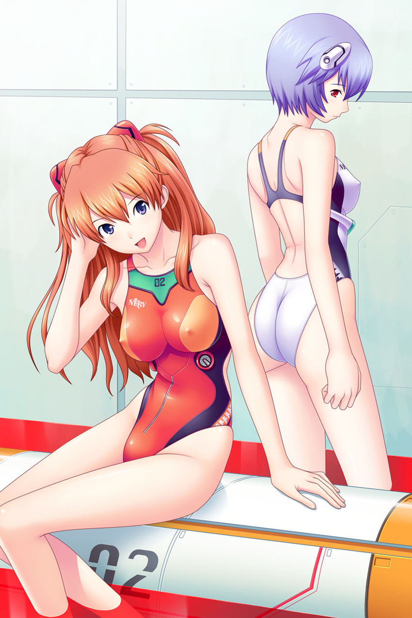 souryuu asuka langley and ayanami rei (neon genesis evangelion) drawn by kuri_(kurigohan)