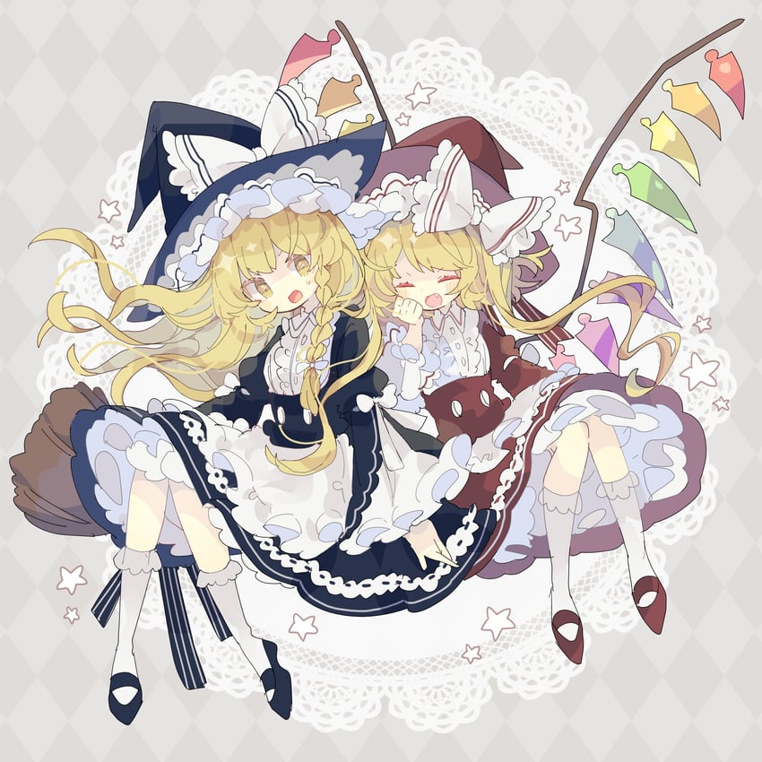 kirisame marisa and flandre scarlet (touhou) drawn by nikorashi-ka