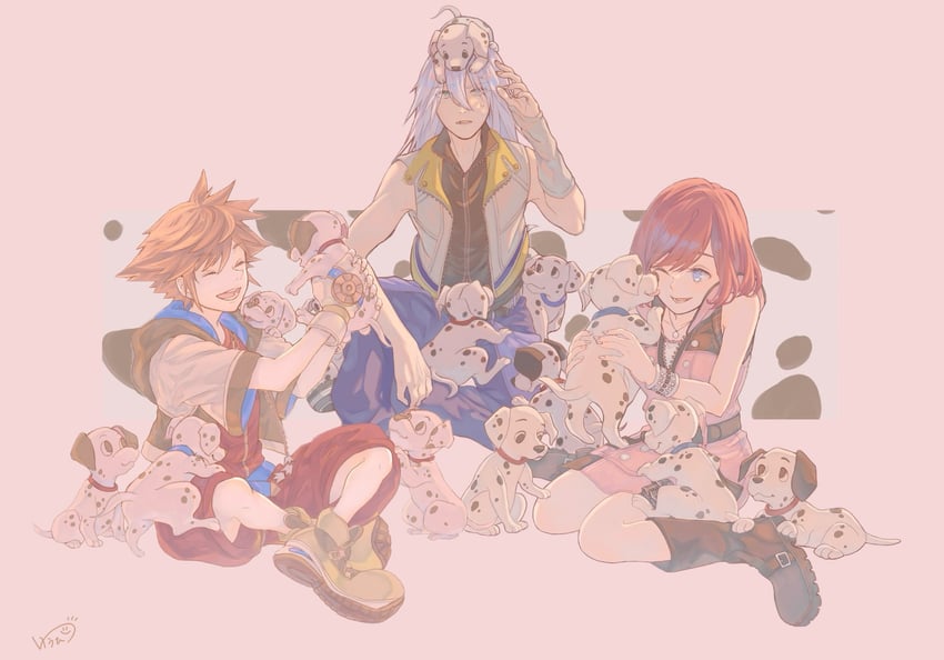 sora, kairi, and riku (kingdom hearts and 2 more) drawn by twilight_yuuhi