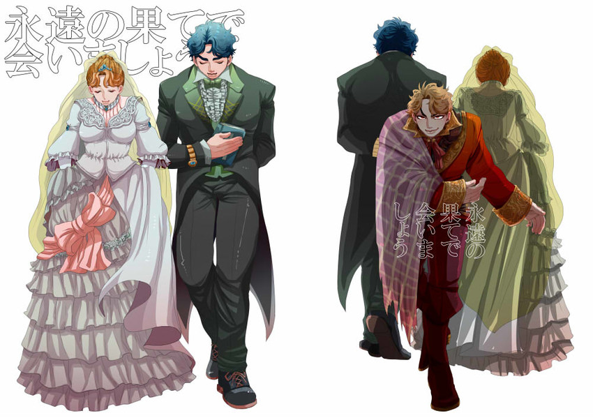 dio brando, jonathan joestar, and erina pendleton (jojo no kimyou na bouken and 1 more) drawn by kimura_muramura