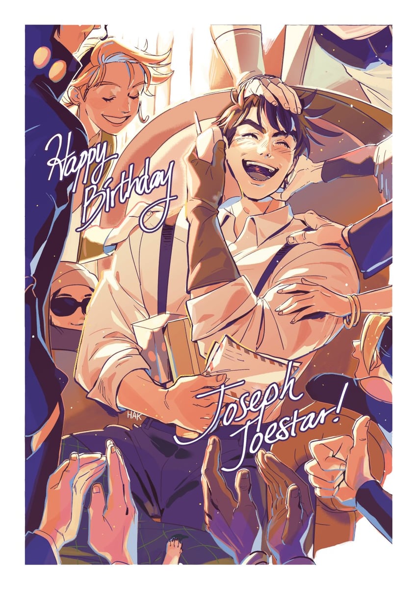 joseph joestar, kujo jotaro, caesar anthonio zeppeli, kujo jolyne, kakyoin noriaki, and 8 more (jojo no kimyou na bouken and 4 more) drawn by hakmonss